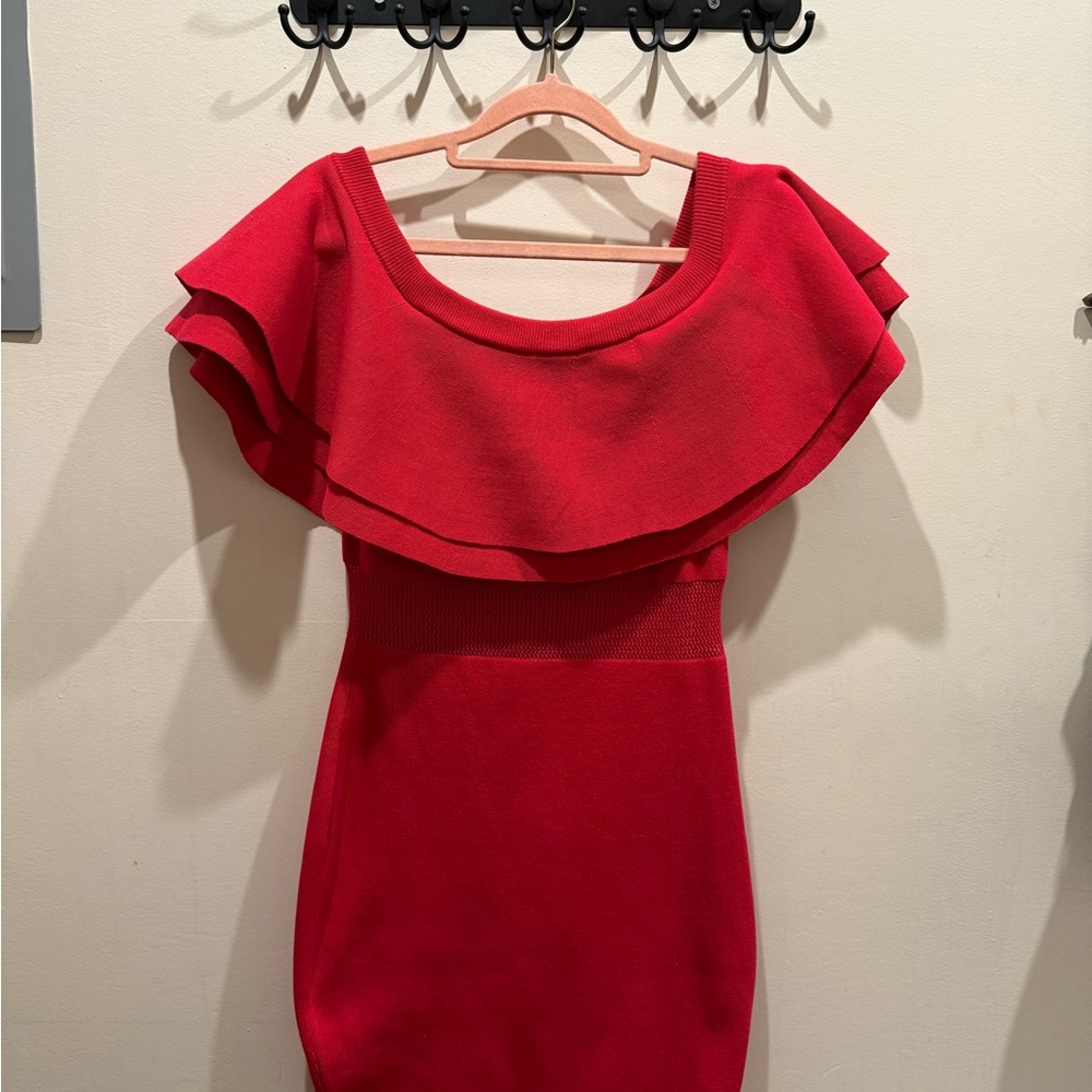 Elegant Red Off-Shoulder Dress